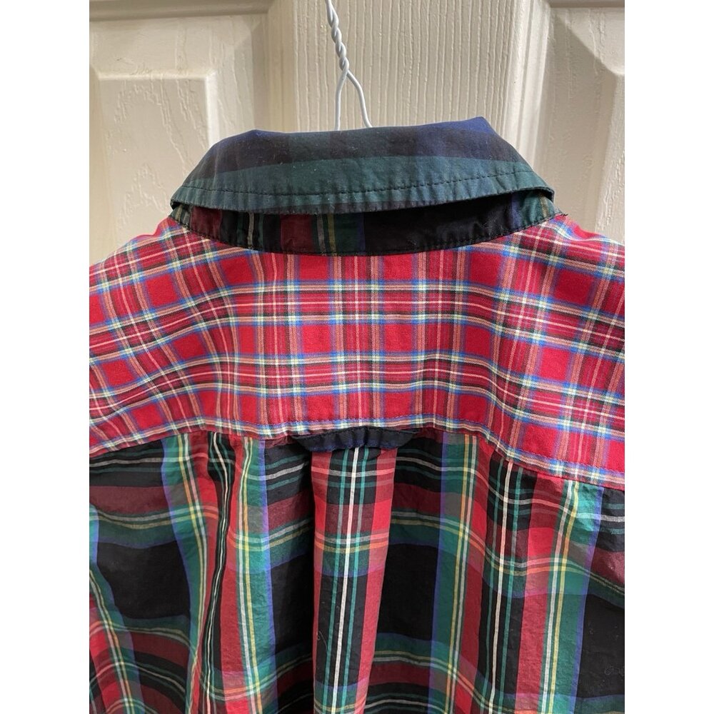 Vineyard Vines Womens Cotton Plaid Patch Shirt Sz 00 Color Block - Picture 8 of 11